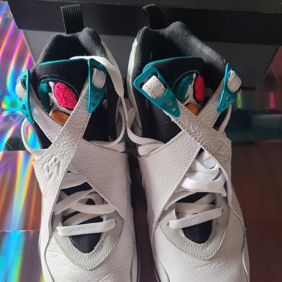 AIR JORDAN VIIIWHITE/TURBO GREEN Size 6.5 Y (Big Boys Size) - Picture 12 of 16